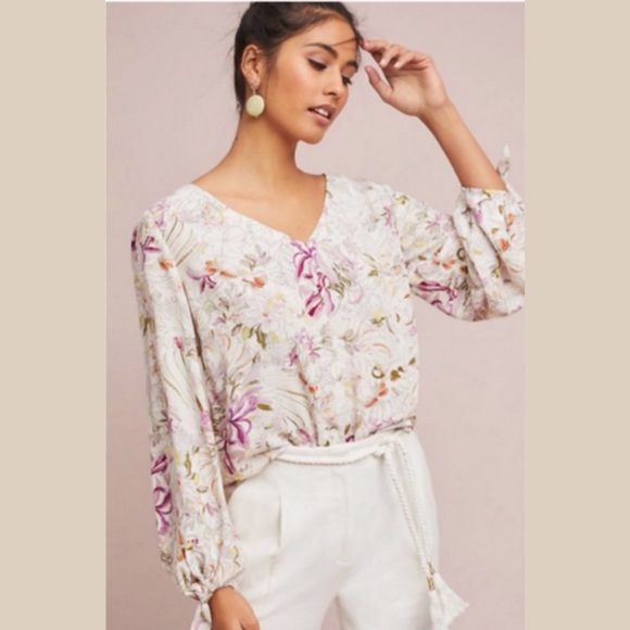 Anthropologie Tops - Anthropologie Maeve Floral Pernille Tie Blouse